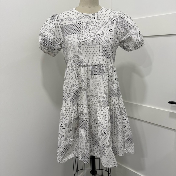 Disney Dresses & Skirts - Disney Women's White Black Paisley Patchwork Tiered Mini Dress Size EUR 36/6